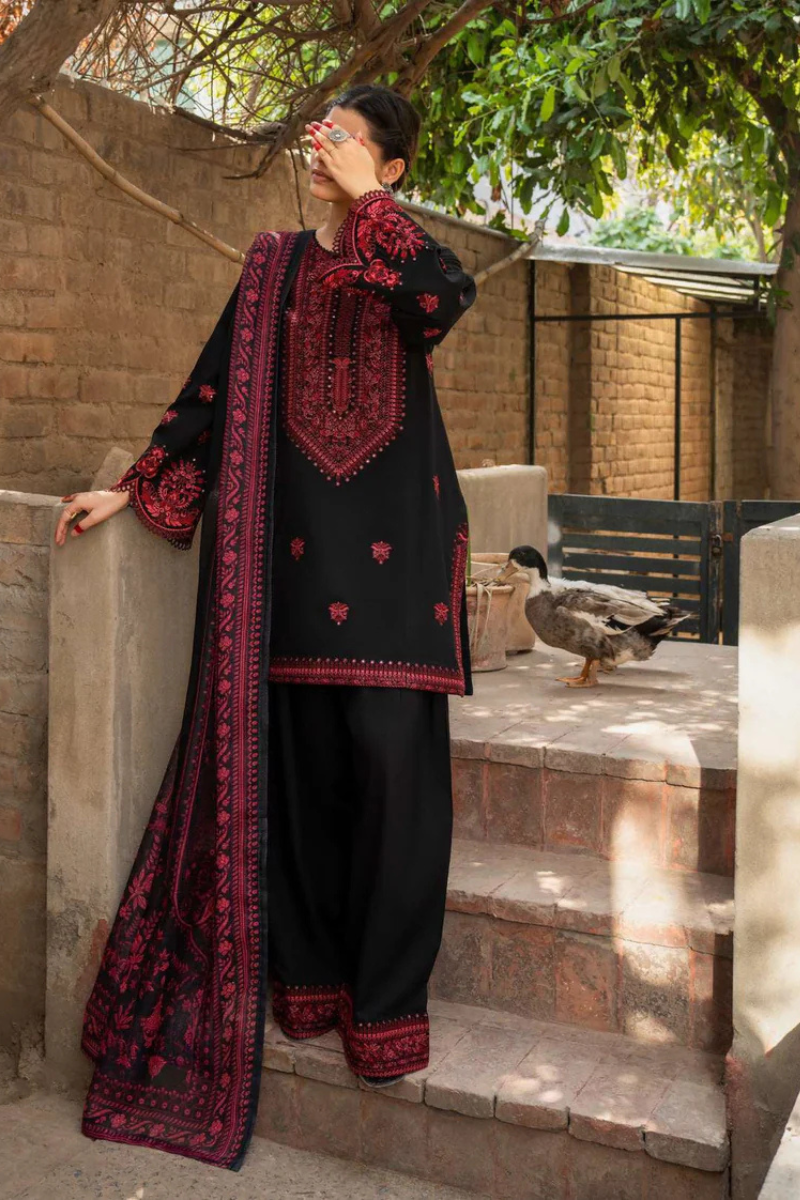 3 Piece Unstitched Fully Embroidered Dhanak suit