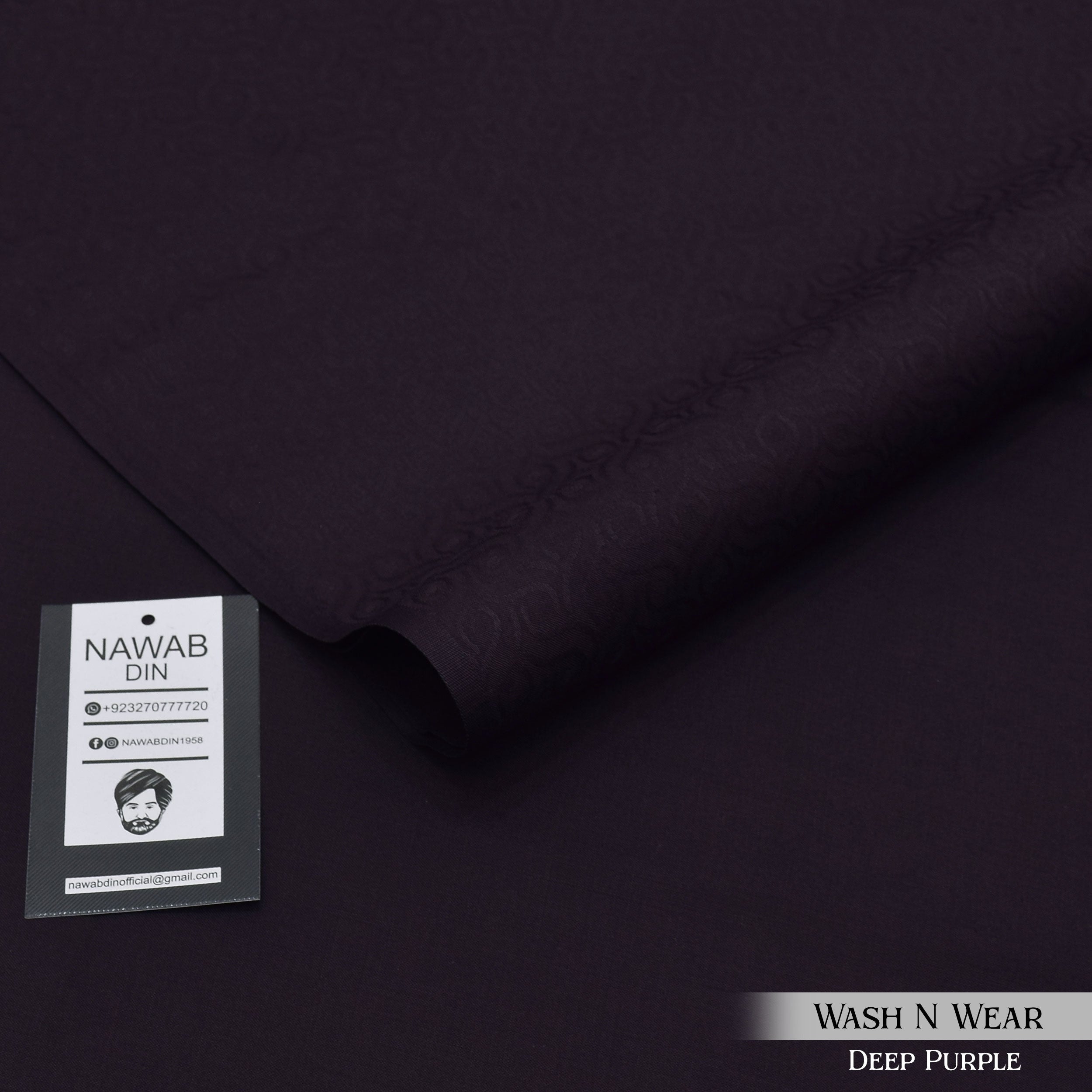 Self Print Wash & Wear Suit - Deep Purple - Nawab Din