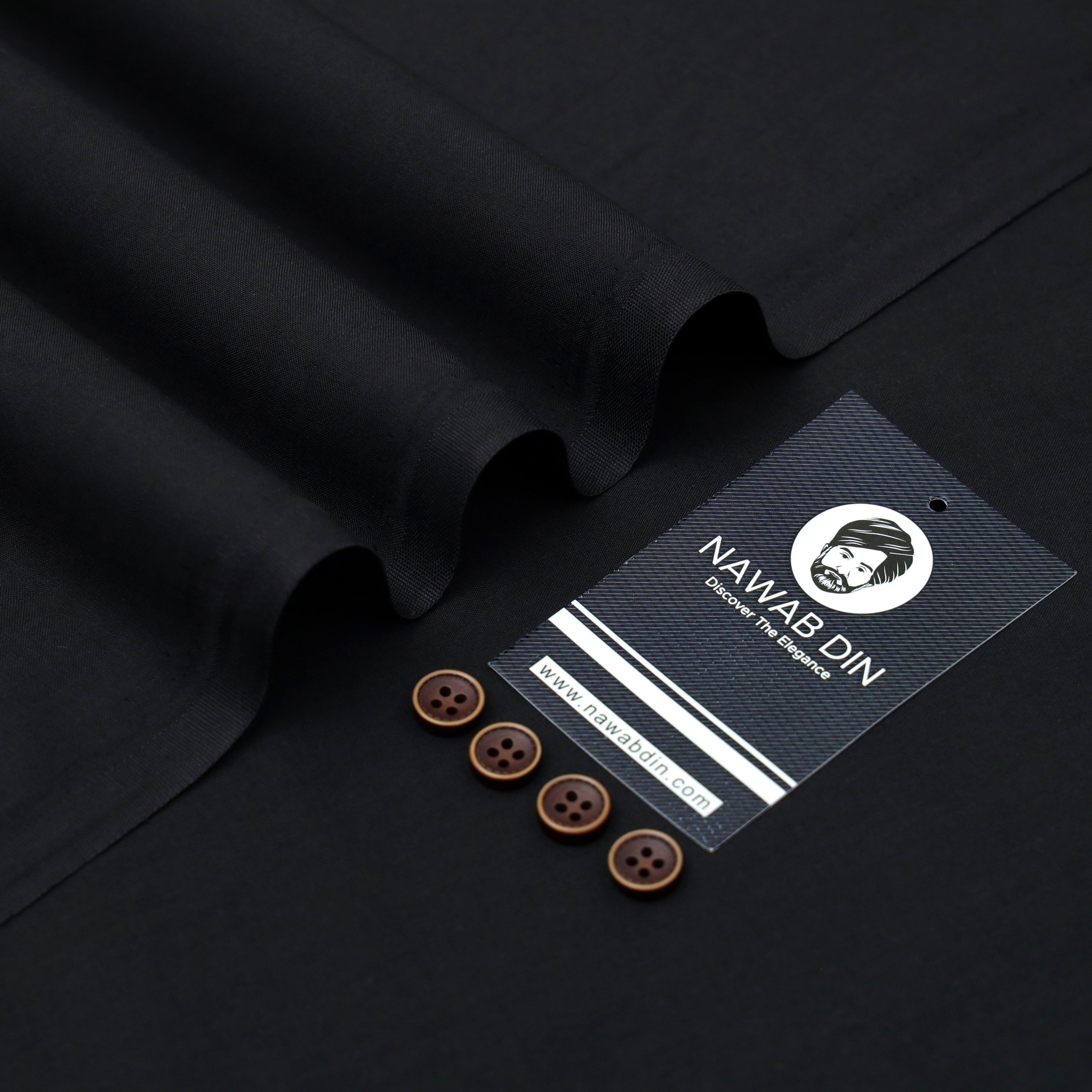Premium Wash & Wear Suit - Black - Nawab Din