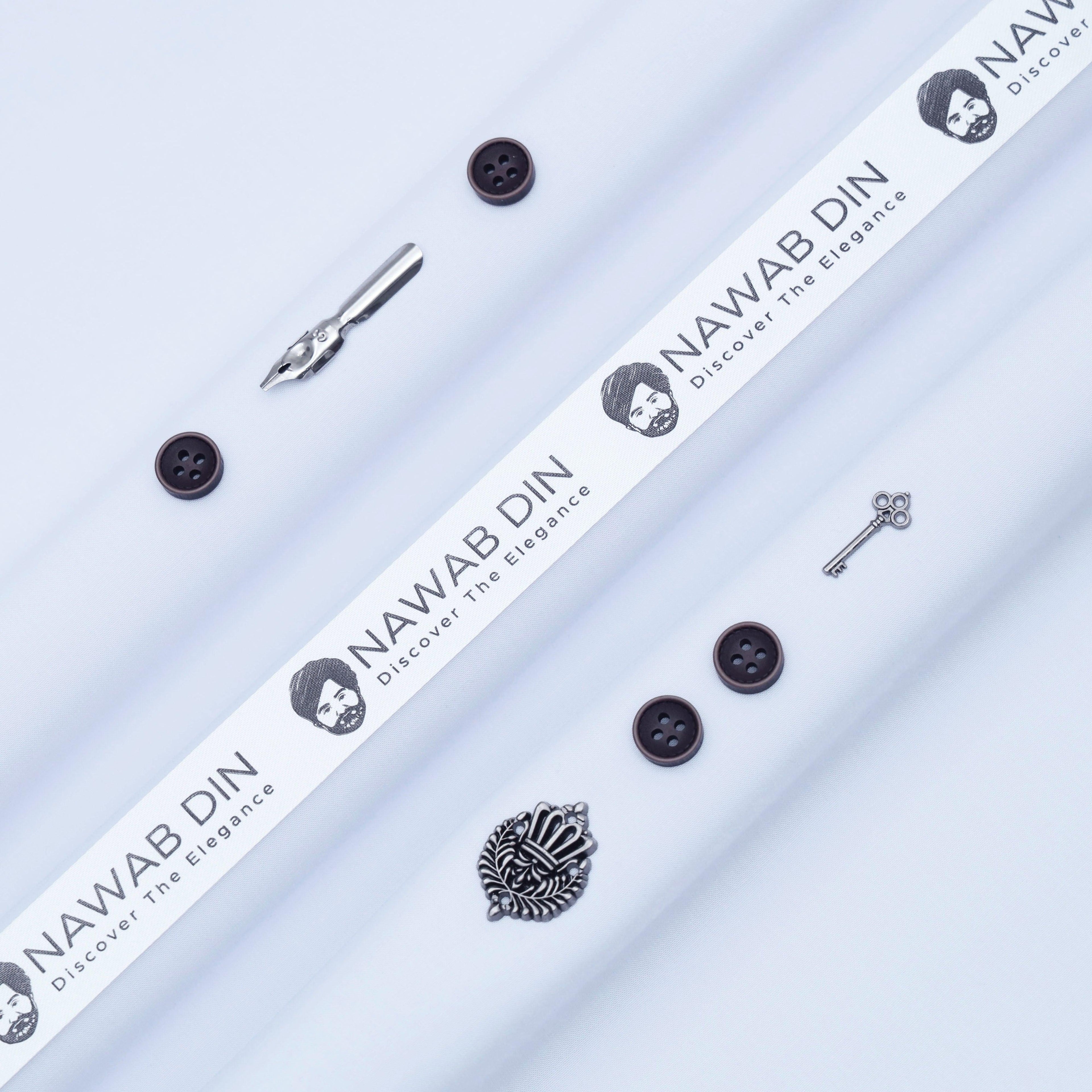 Premium Wash & Wear Suit - White - Nawab Din