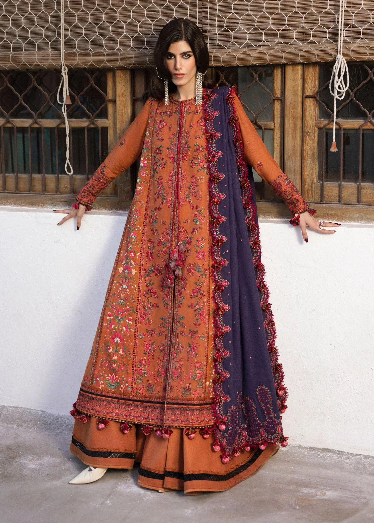MB 610-3 Piece Unstitched Fully Embroidered Dhanak Suit