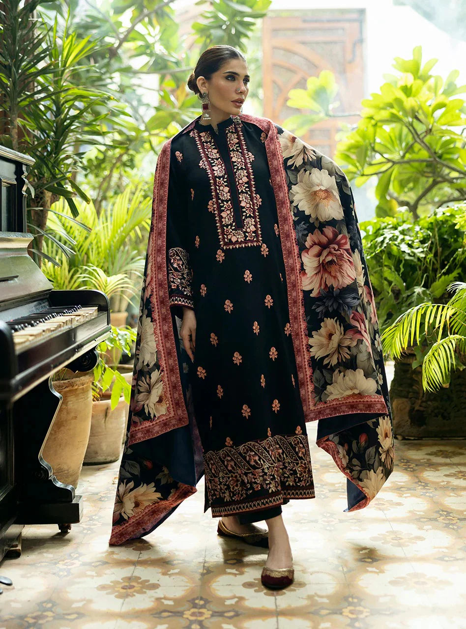 3 Piece Unstitched Fully Embroidered Dhanak Suit