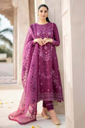 CS 84-3 Piece Unstitched Heavy Embroidered Lawn Suit ( Full Embroidered Organza Dupatta )