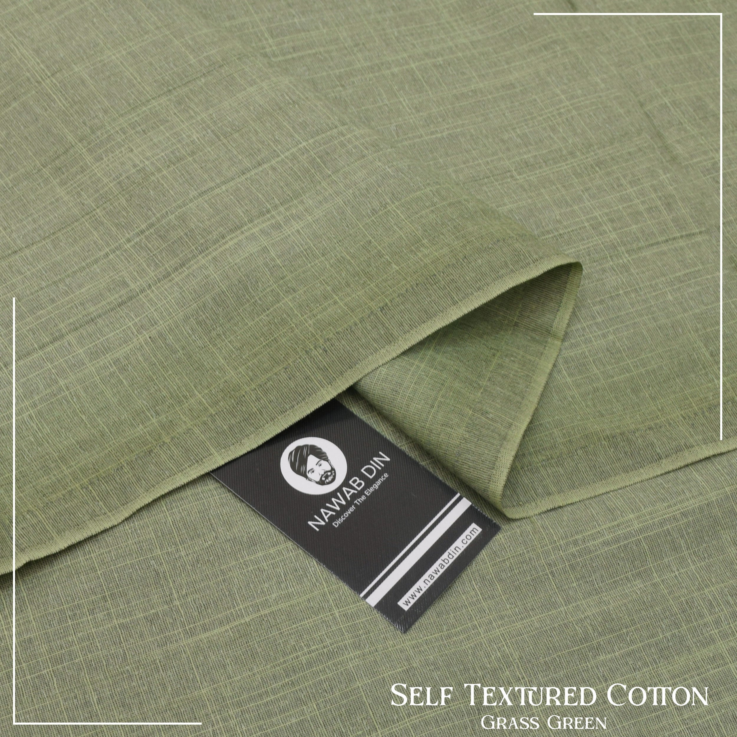 Self Textured Cotton -Grass Green - Nawab Din