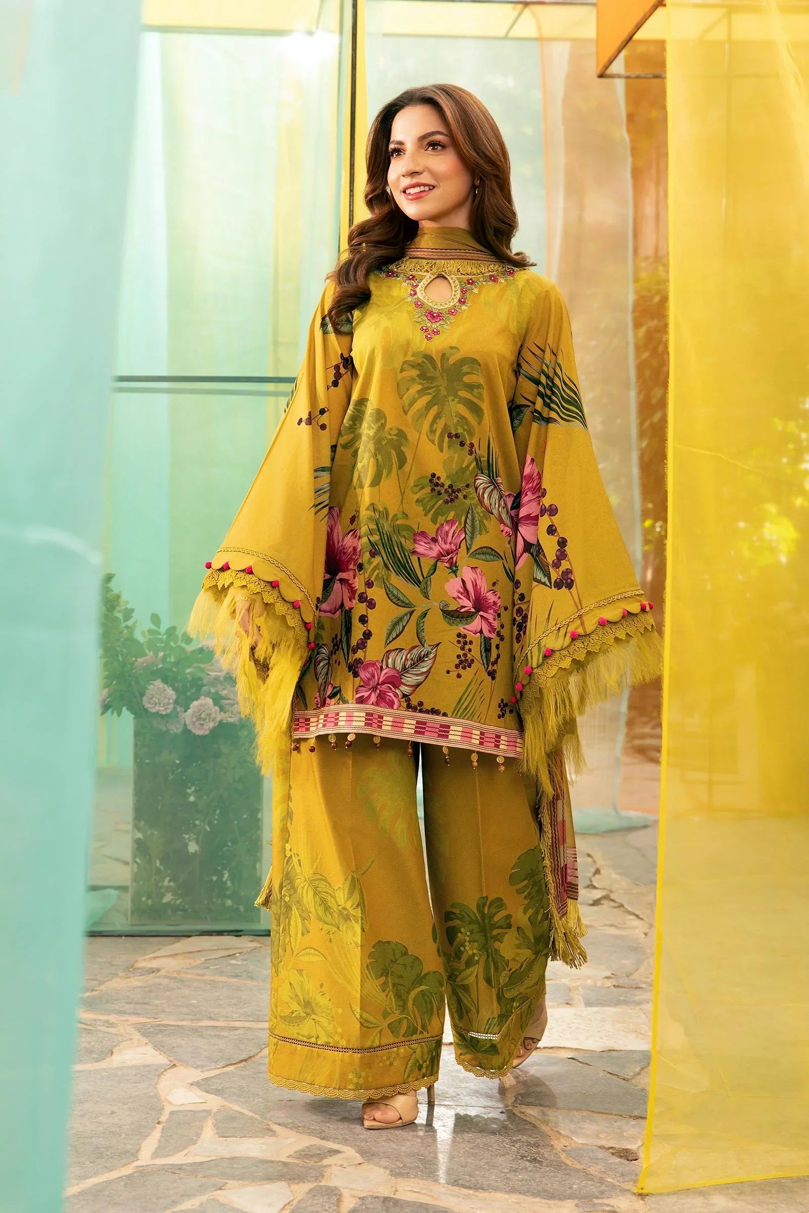 MB 484-3Pc Digital Printed Lawn Shirt with Printed Dupatta