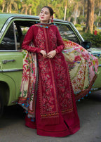 MB 550 - 3 Pcs Unstitched Heavy Embroidered Dhanak Suit with Premium Quality Wool Shawl
