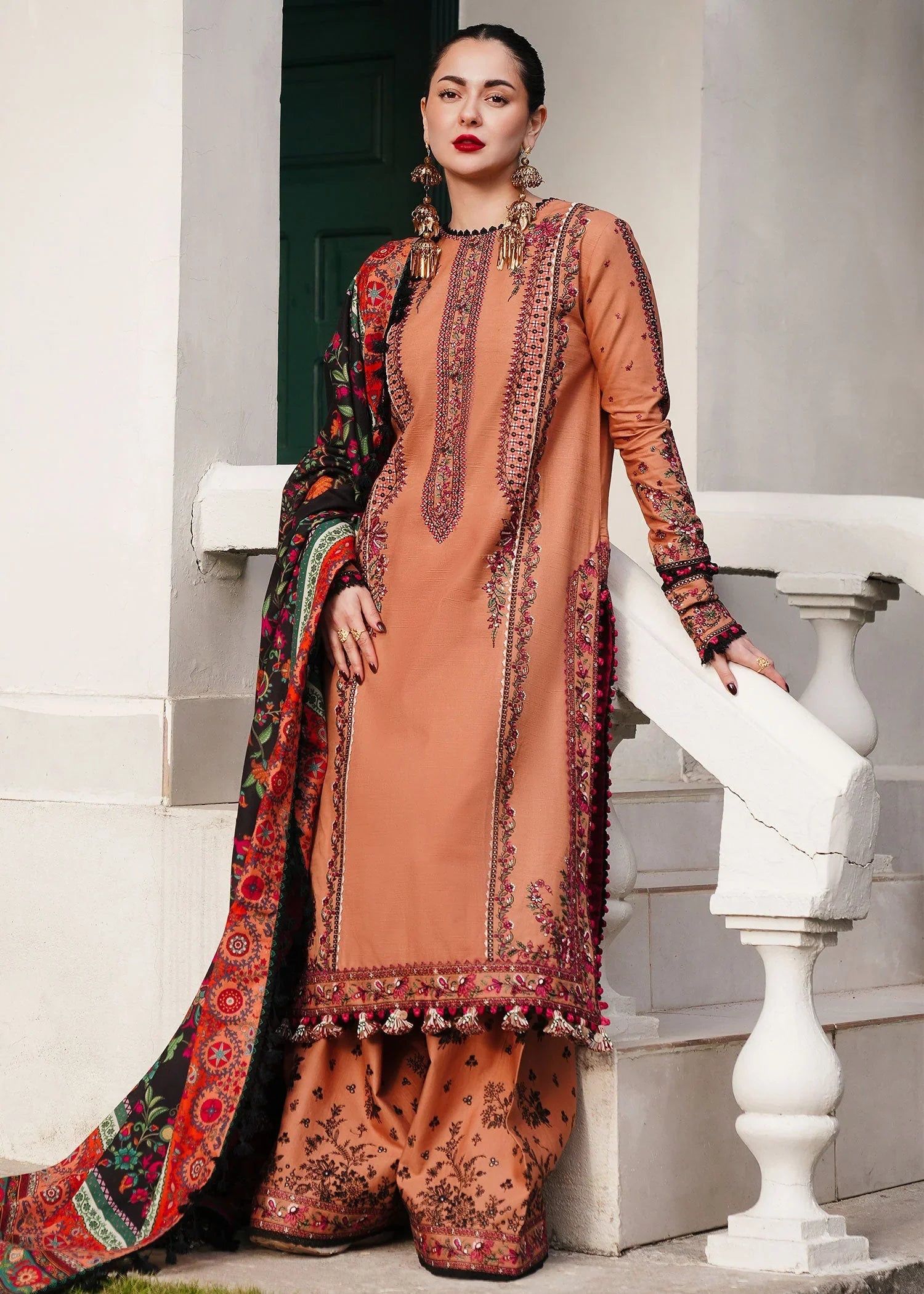 3 Piece Unstitched Fully Embroidered Dhanak Suit