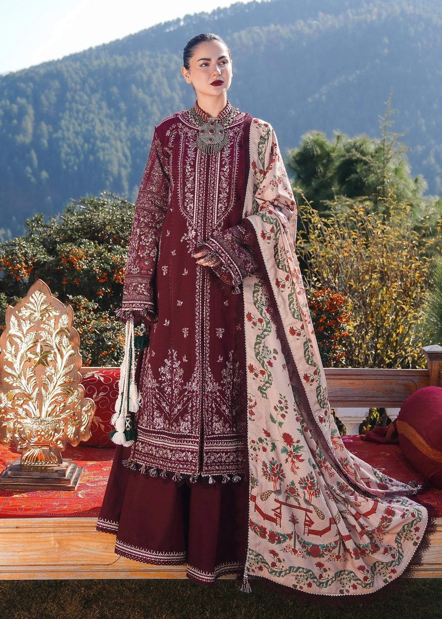 3 Piece Unstitched Fully Embroidered Dhanak Suit