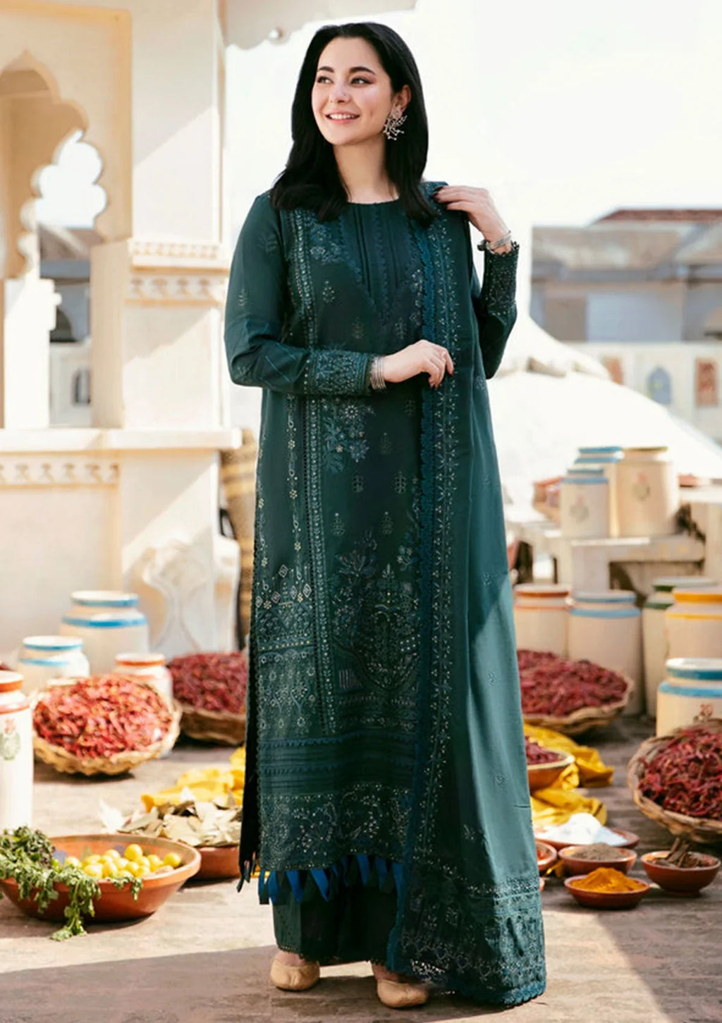 MB 935-3 Piece Unstitched Fully Embroidered Dhanak Suit