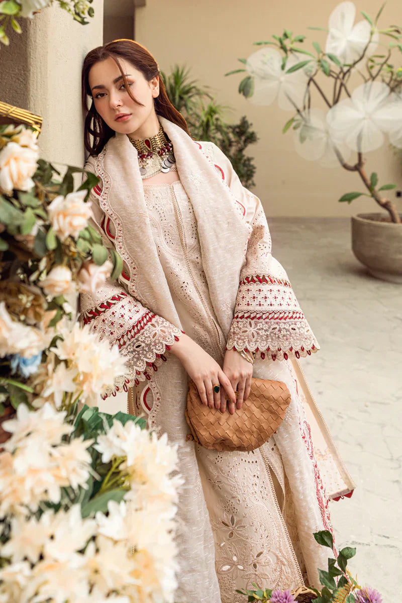 QL 2660-3Pc Embroidered Lawn Shirt with Embroidered Cotton Net Dupatta