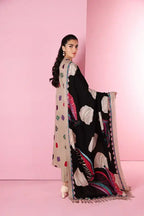 NS 1080-3 Piece Unstitched Embroidered Dhanak Suit ( Woolen Printed Shawl )