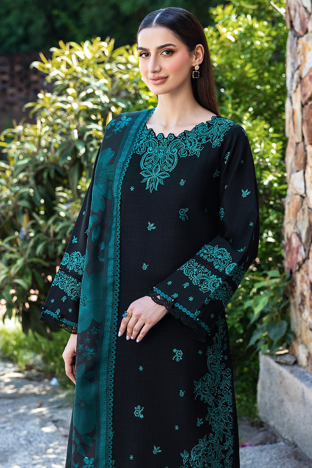 BQ 150-3 Piece Unstitched Fully Embroidered Dhanak Suit