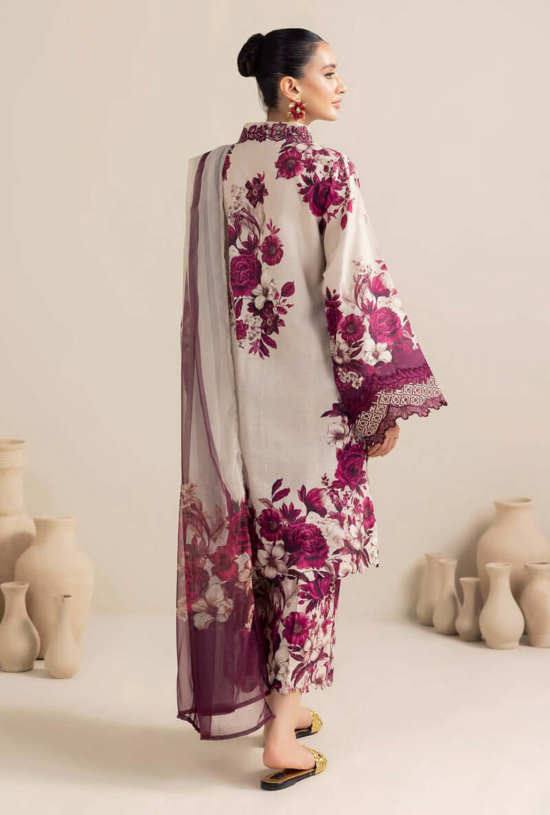 AD 476-3 Piece Unstitched Digital Printed Embroidered Lawn Suit ( Printed Lawn Dupatta )