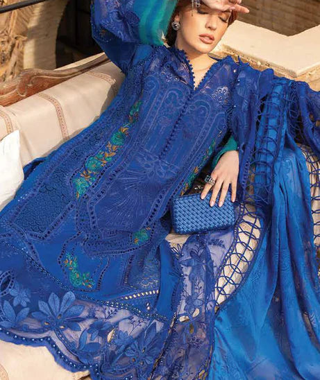 MB 2590-3 Piece Embroidered Lawn Shirt with Embroidered Organza Dupatta