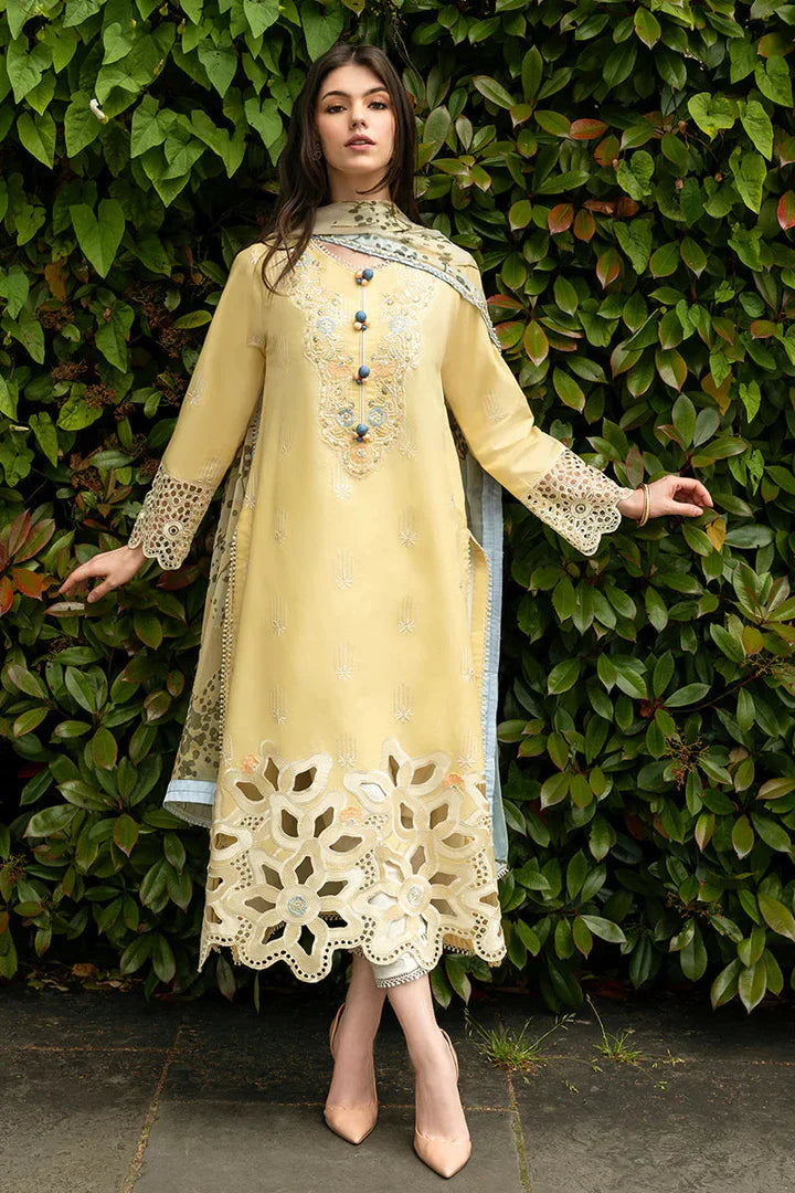 MS 2570-3 Piece Embroidered Lawn Shirt with Printed Dupatta