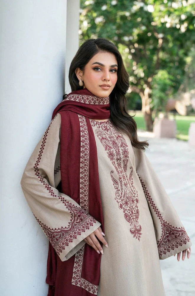KD 910-3 Piece Unstitched Fully Embroidered Dhanak Suit