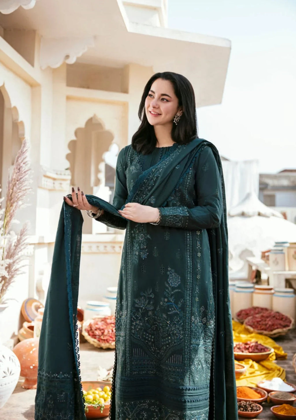 MB 935-3 Piece Unstitched Fully Embroidered Dhanak Suit