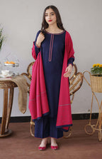 BR 1146 - 3 Piece Unstitched Heavy Embroidered Dhanak Suit ( Embroidered Dhanak Wool Shawl )