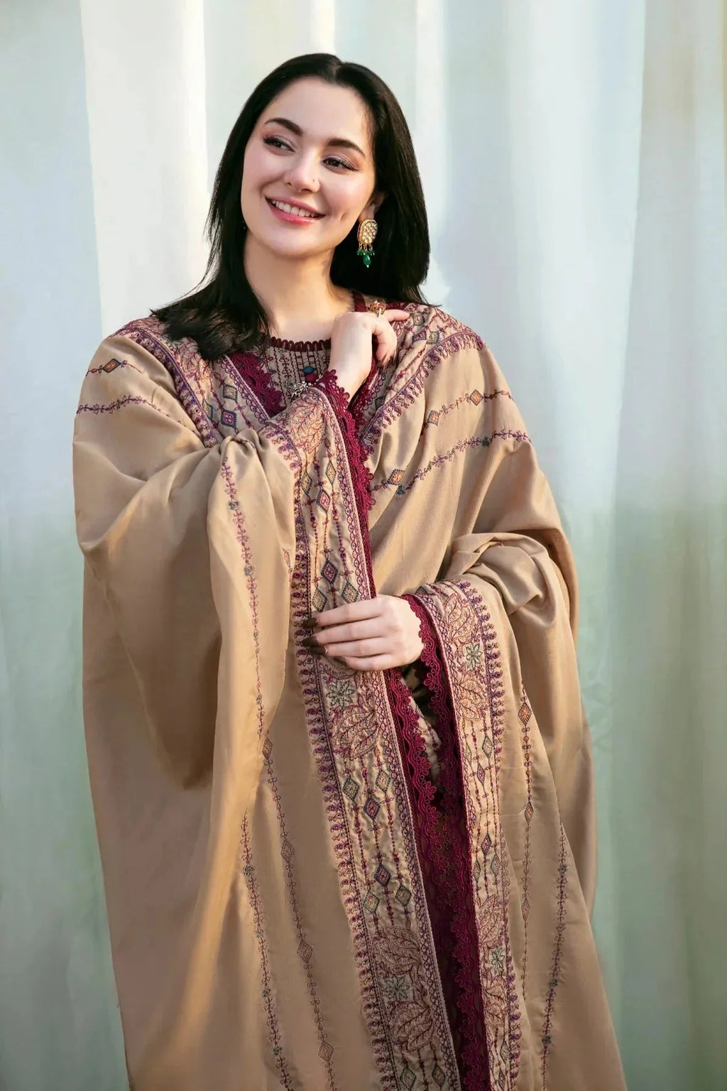 FL 895-3 Piece Unstitched Fully Embroidered Dhanak Suit