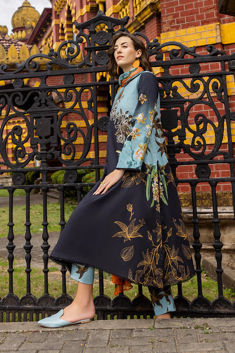 LD 486-3Pc Digital Printed Lawn Shirt with Printed Dupatta