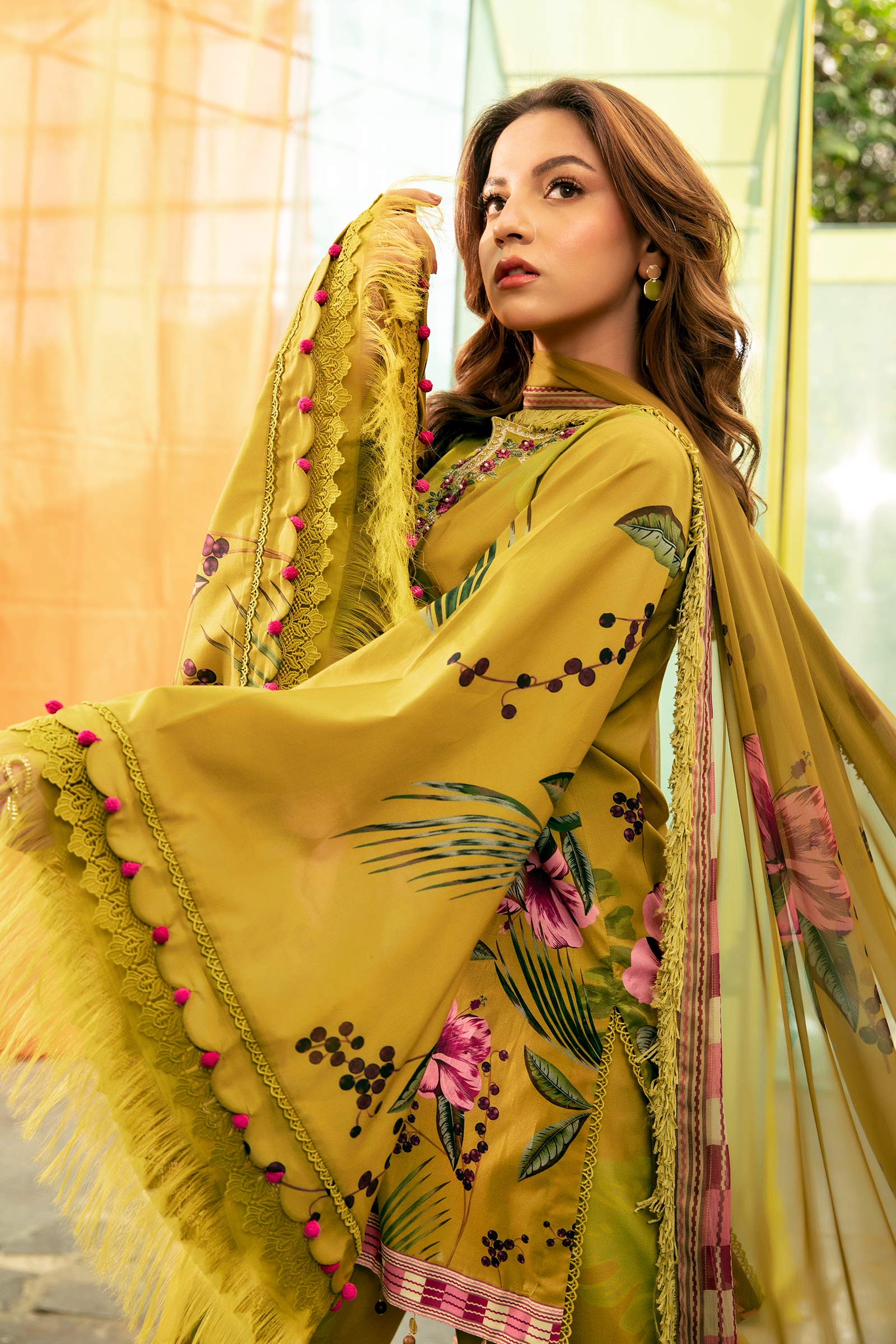 MB 484-3Pc Digital Printed Lawn Shirt with Printed Dupatta