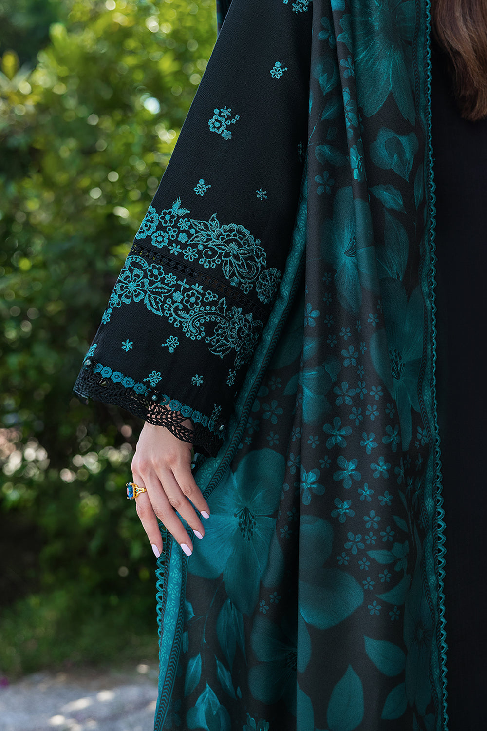 BQ 150-3 Piece Unstitched Fully Embroidered Dhanak Suit