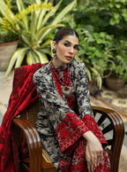 MB 437-3 Pcs Digital Printed Lawn Shirt Trouser and Dupatta with Embroidered Patches