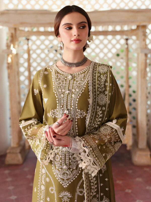 MR 590-3 Piece Unstitched Fully Embroidered Dhanak Fabric, Embroidered Dhanak Shawl