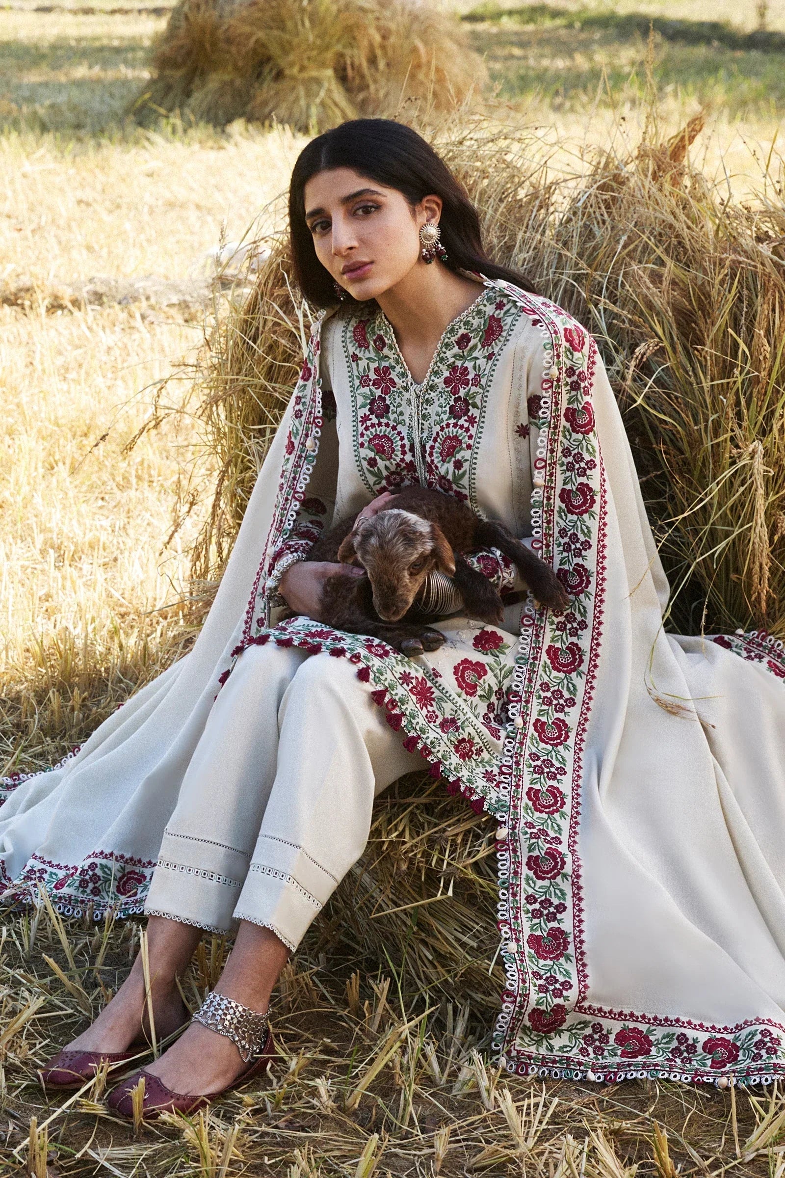 AJ 630-3 Piece Unstitched Fully Embroidered Dhanak Suit