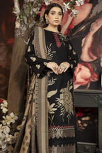 MJ 1090-3 Piece Unstitched Embroidered Dhanak Suit with Printed Wool Shawl