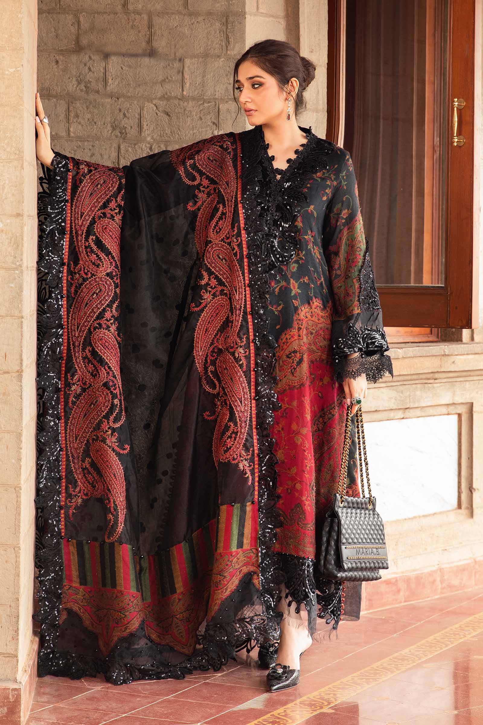 MB 450-3 Piece Unstitched Digital Printed Embroidered Lawn Suit ( Printed Poly Lawn Dupatta )