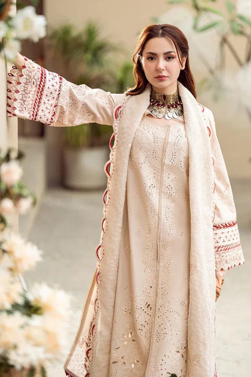 QL 2660-3Pc Embroidered Lawn Shirt with Embroidered Cotton Net Dupatta