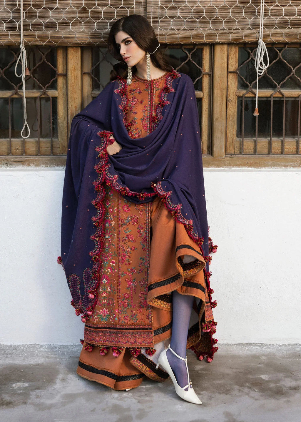 MB 610-3 Piece Unstitched Fully Embroidered Dhanak Suit
