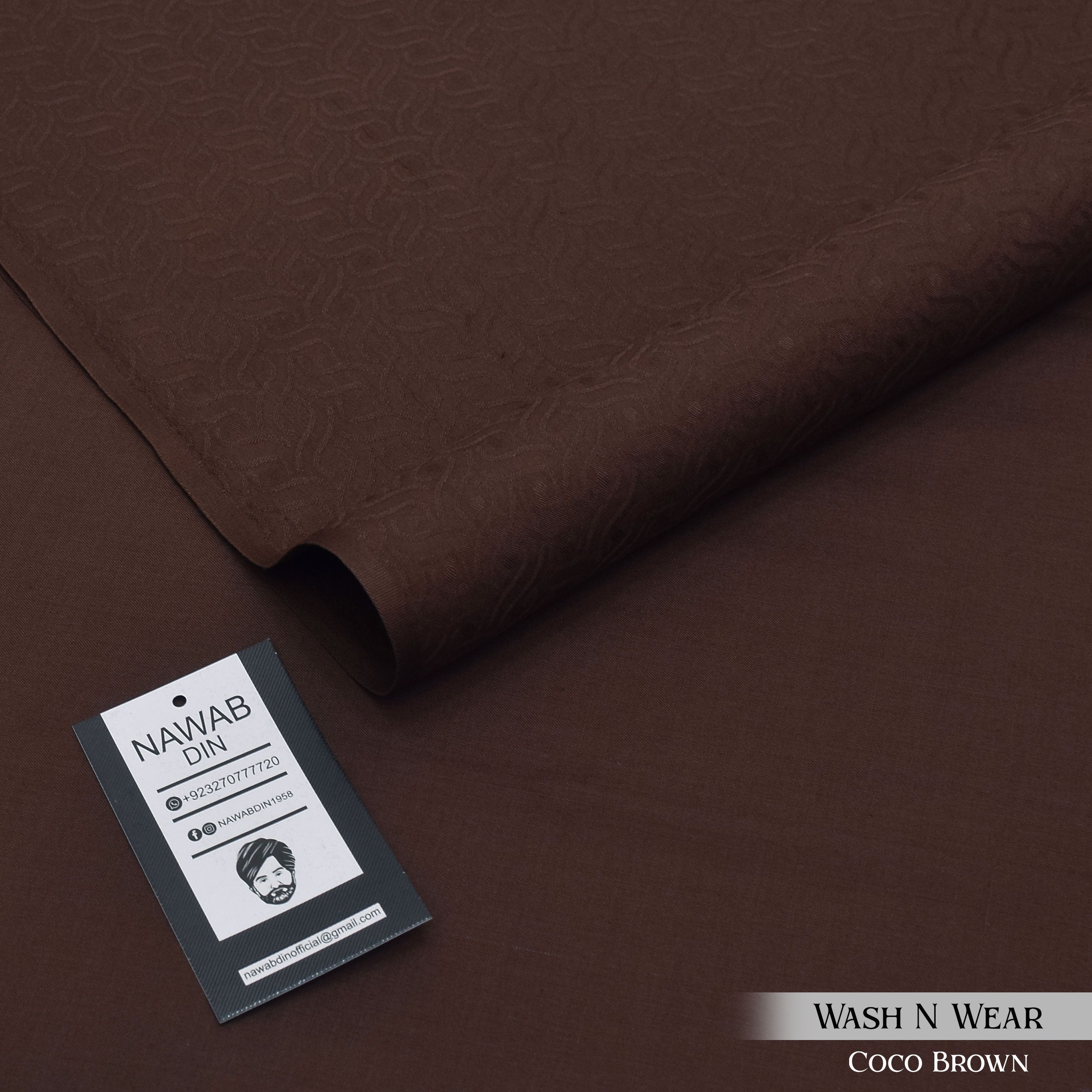 Self Print Wash & Wear Suit - Coco Brown - Nawab Din