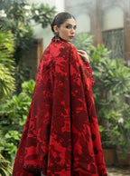 MB 437-3 Pcs Digital Printed Lawn Shirt Trouser and Dupatta with Embroidered Patches