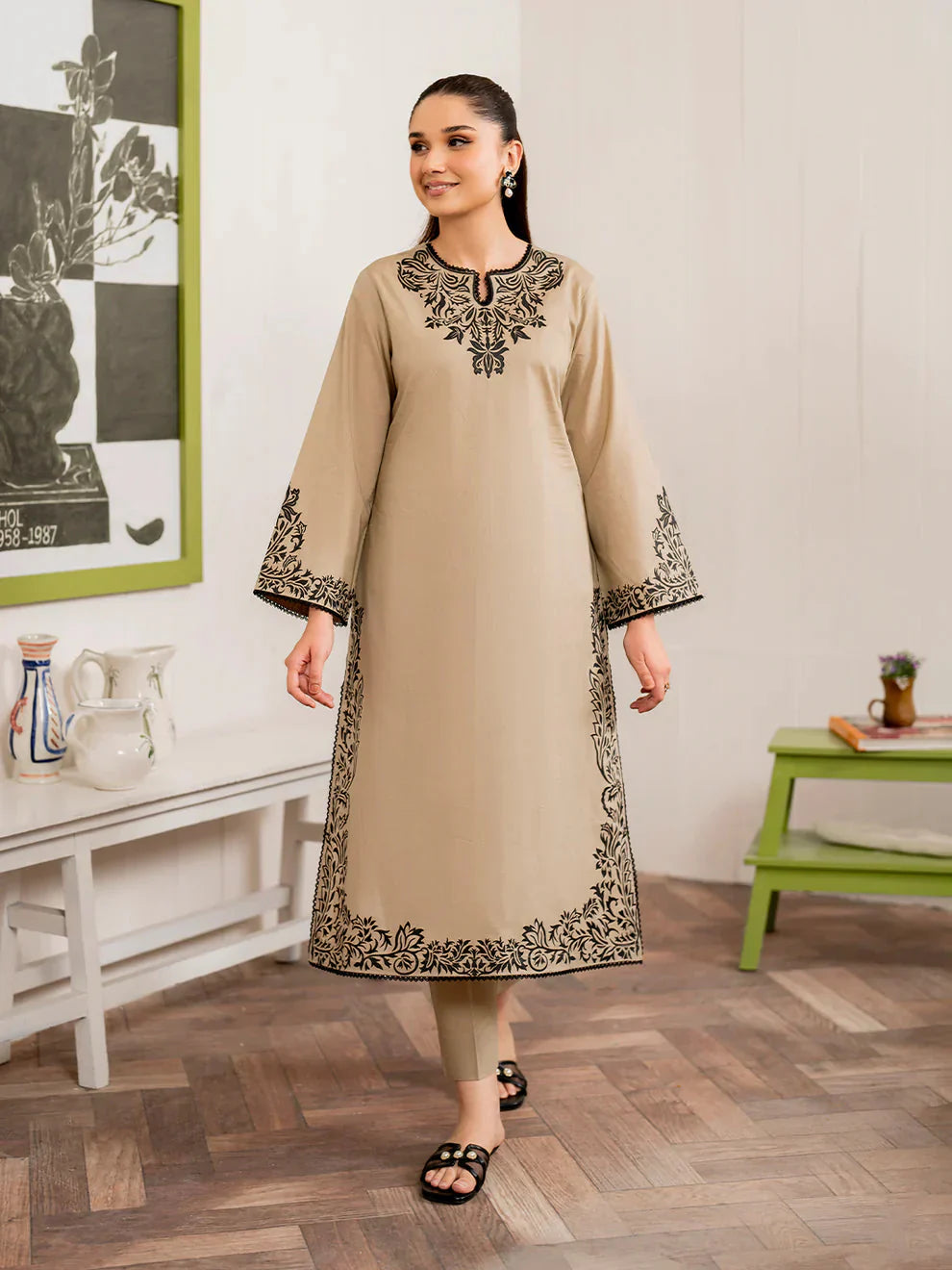 MB 105-3 Piece Unstitched Fully Embroidered Dhanak Suit