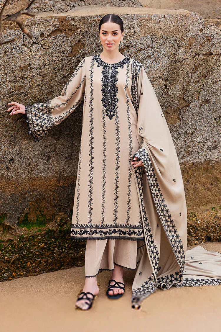 3 Piece Unstitched Fully Embroidered Dhanak Suit