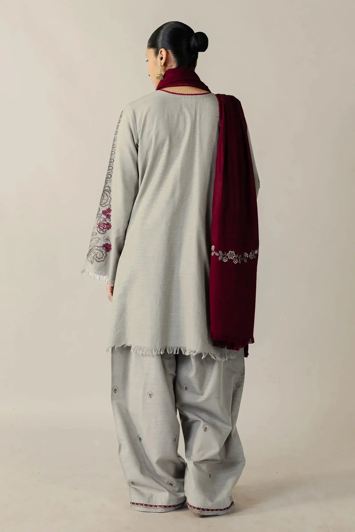 3 Piece Unstitched Fully Embroidered Dhanak Suit