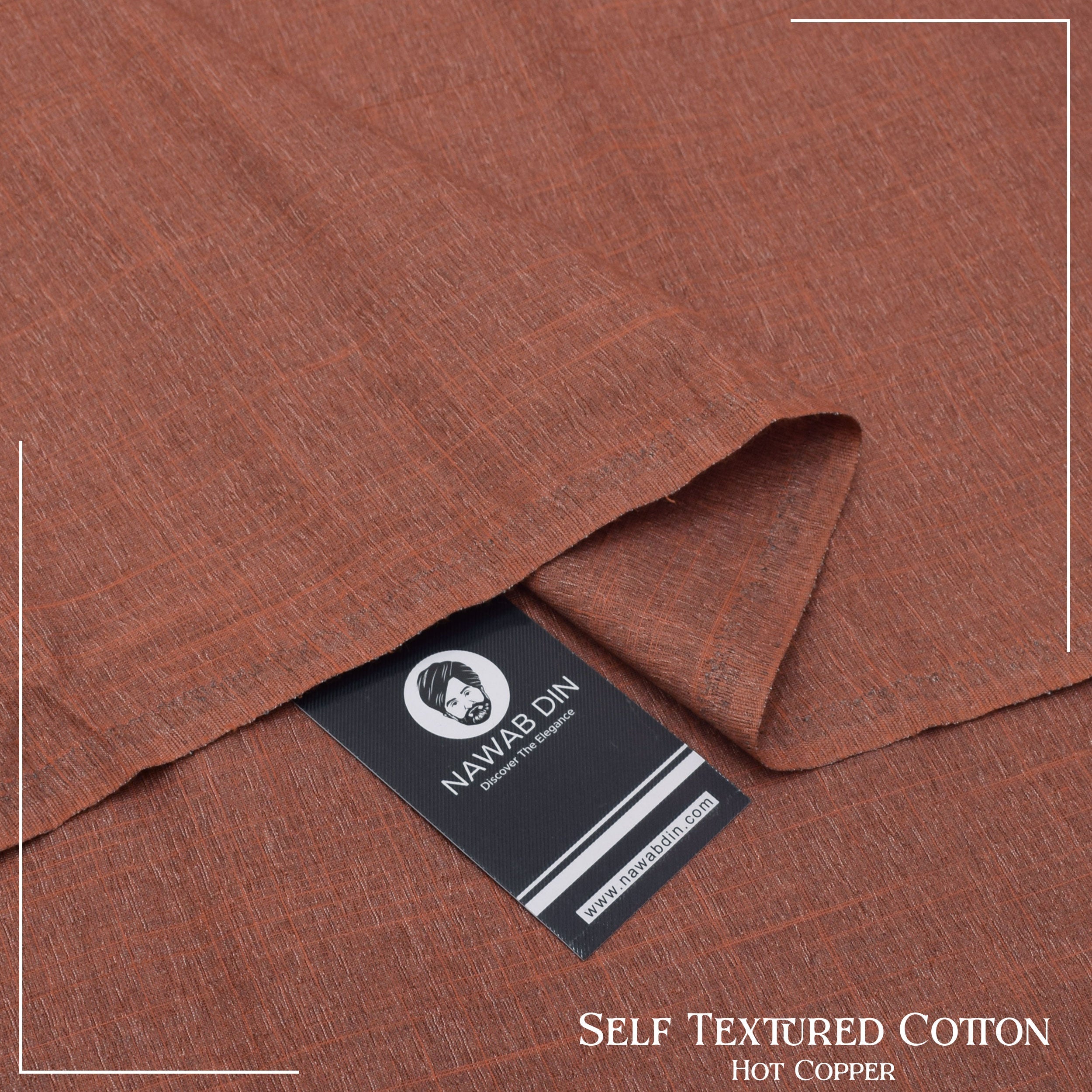 Self Textured Cotton -Hot Copper - Nawab Din