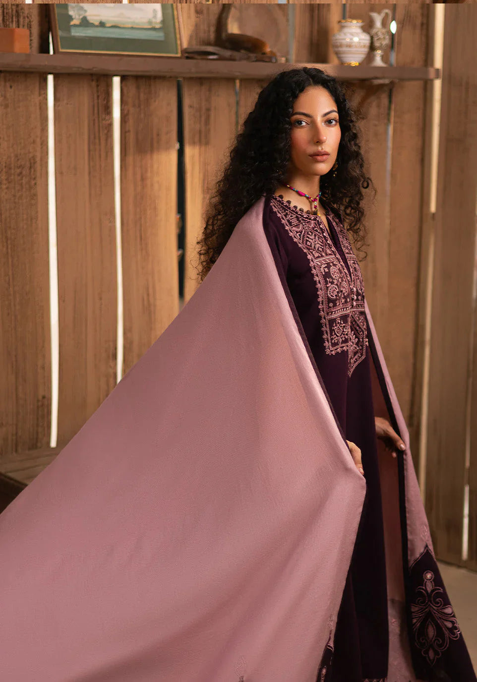 RP 605-3 Piece - Unstitched Embroidered Dhanak Fabric