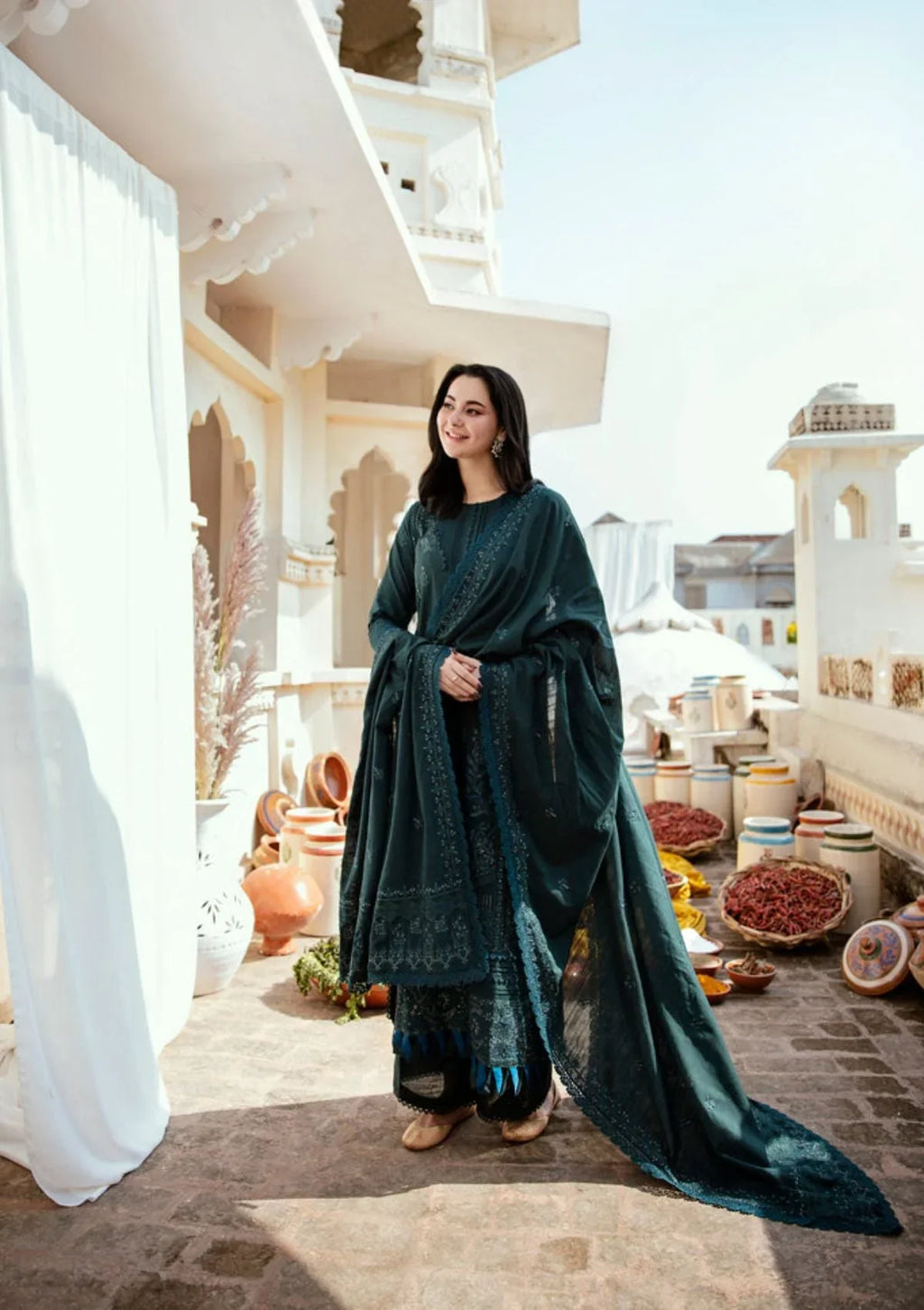 MB 935-3 Piece Unstitched Fully Embroidered Dhanak Suit