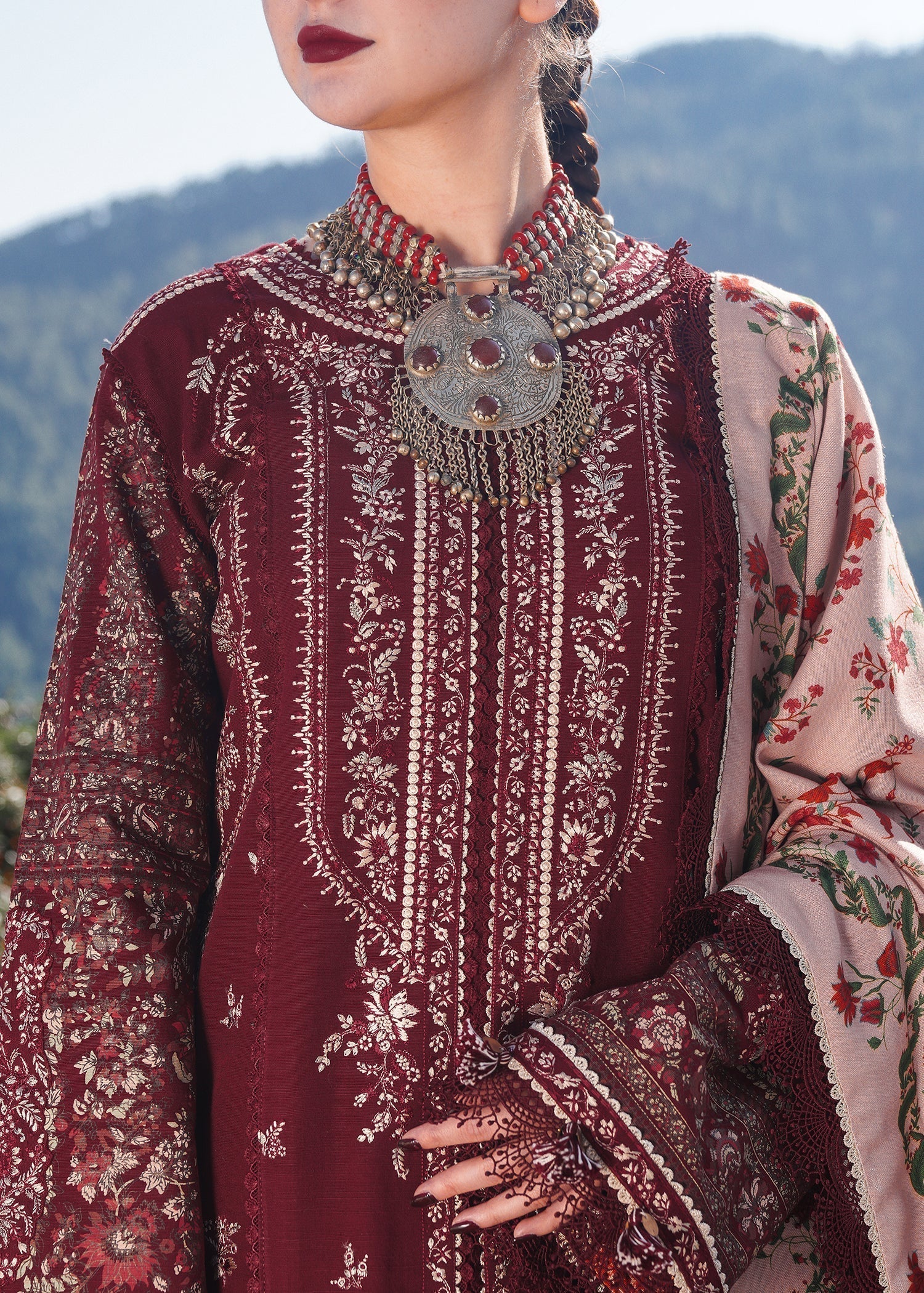 3 Piece Unstitched Fully Embroidered Dhanak Suit