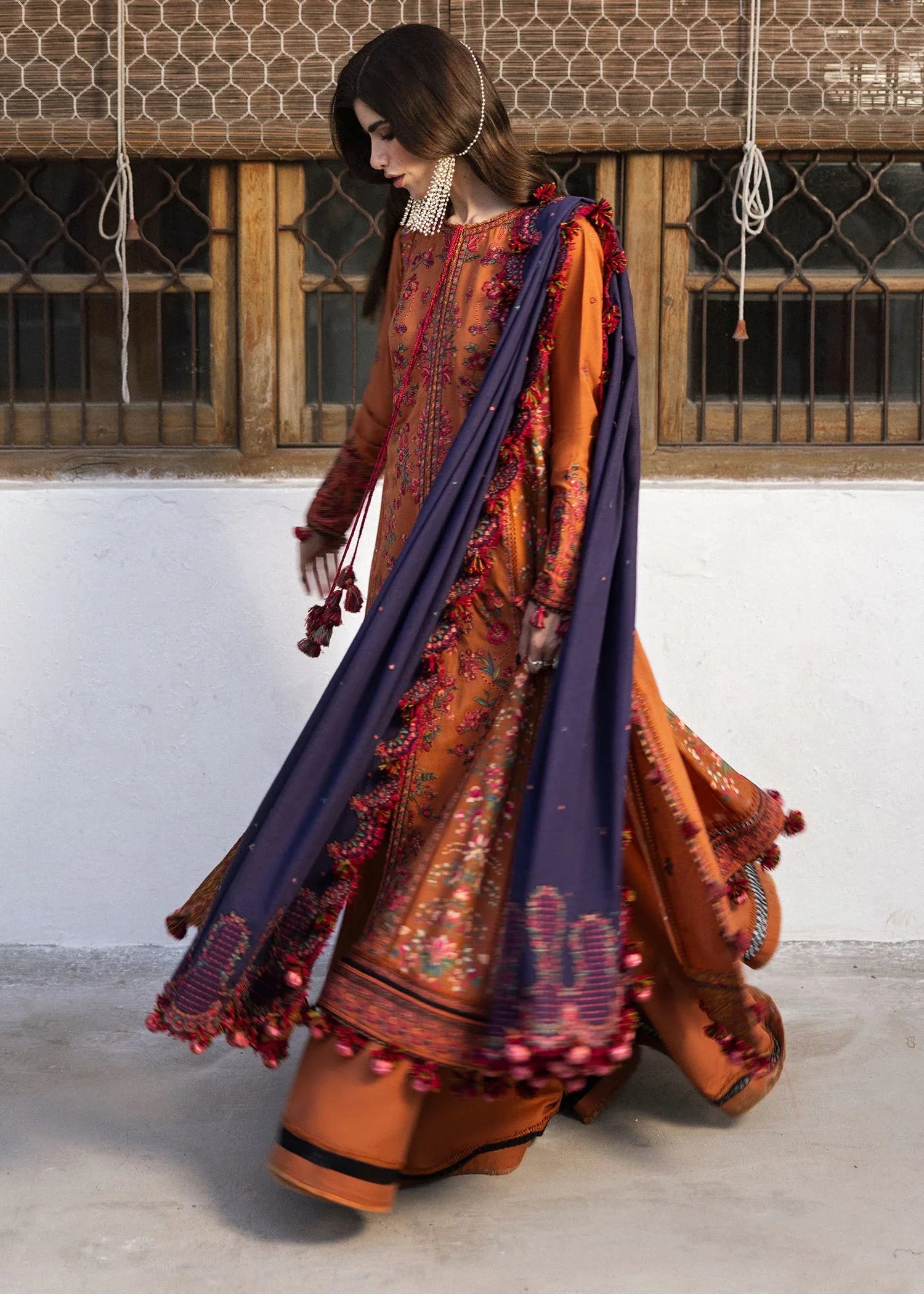 MB 610-3 Piece Unstitched Fully Embroidered Dhanak Suit