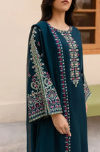 LM 585-3 Piece - Unstitched Dhanak Stuff Full Embroidered Suit With Full Embroidered Shawl