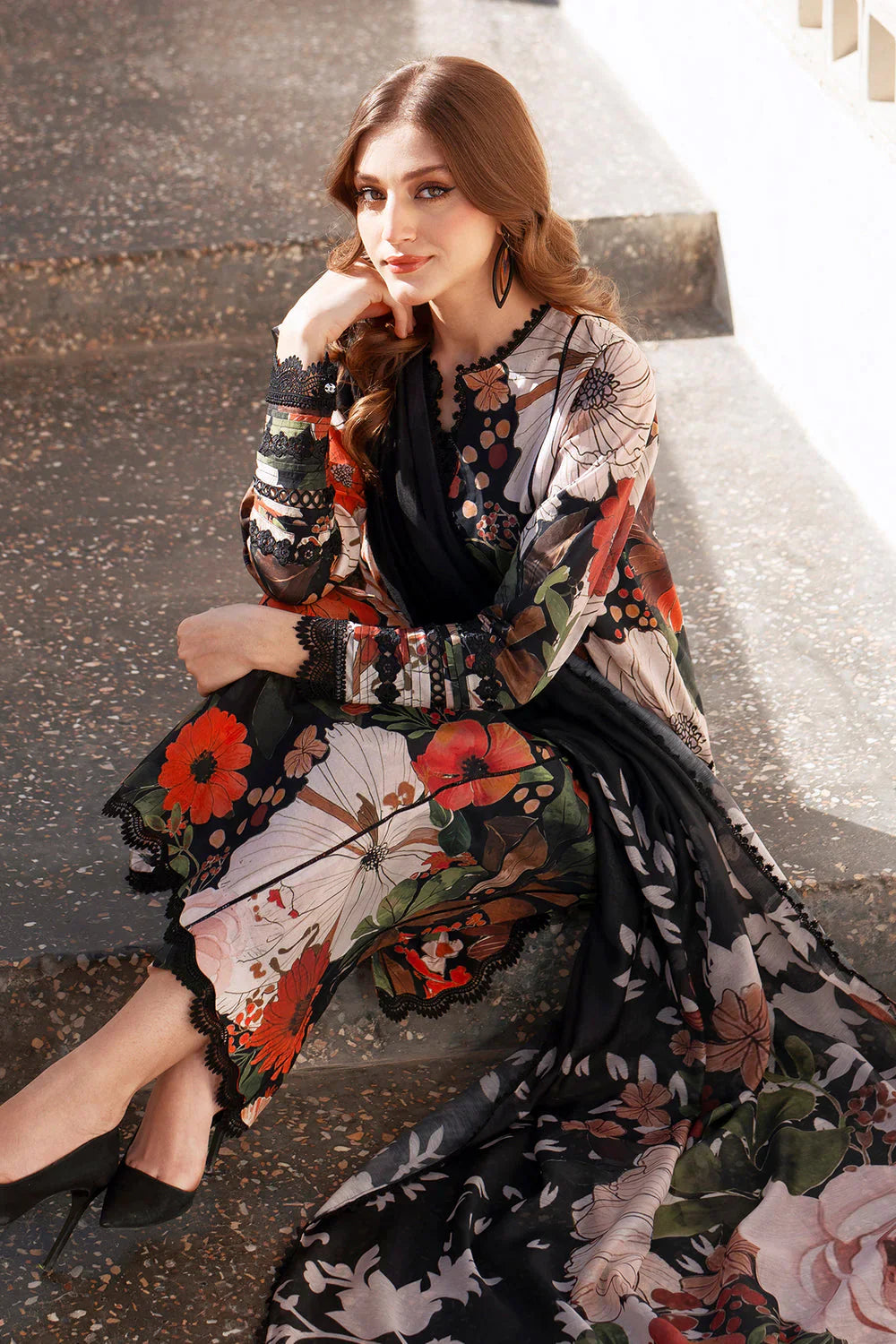 BQ 35-3 Piece Unstitched Digital Printed Khaddar Suit