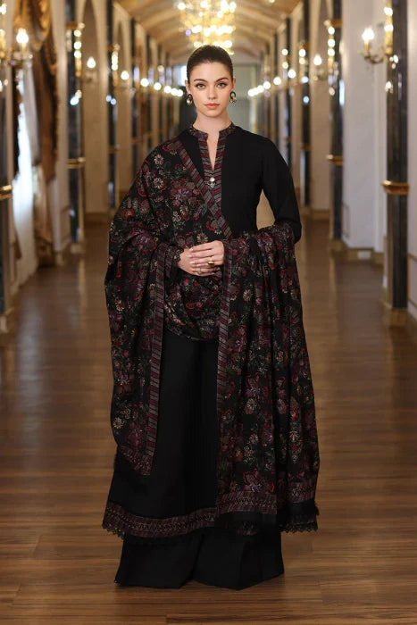 BR 745-3 Piece Dhanak Suit With Fully Embroidery Dhanak Embroidery Shawl