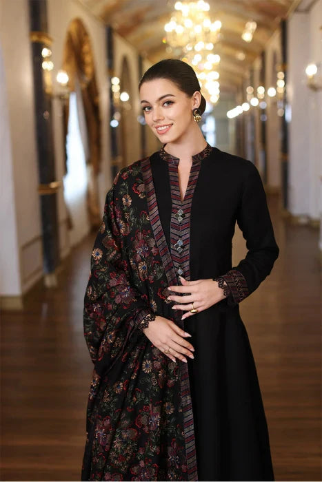 BR 745-3 Piece Dhanak Suit With Fully Embroidery Dhanak Embroidery Shawl