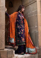AJ 680-3 Piece Unstitched Heavy Embroidered Dhanak Wool Suit Heavy Embroidered Dhanak Shawl