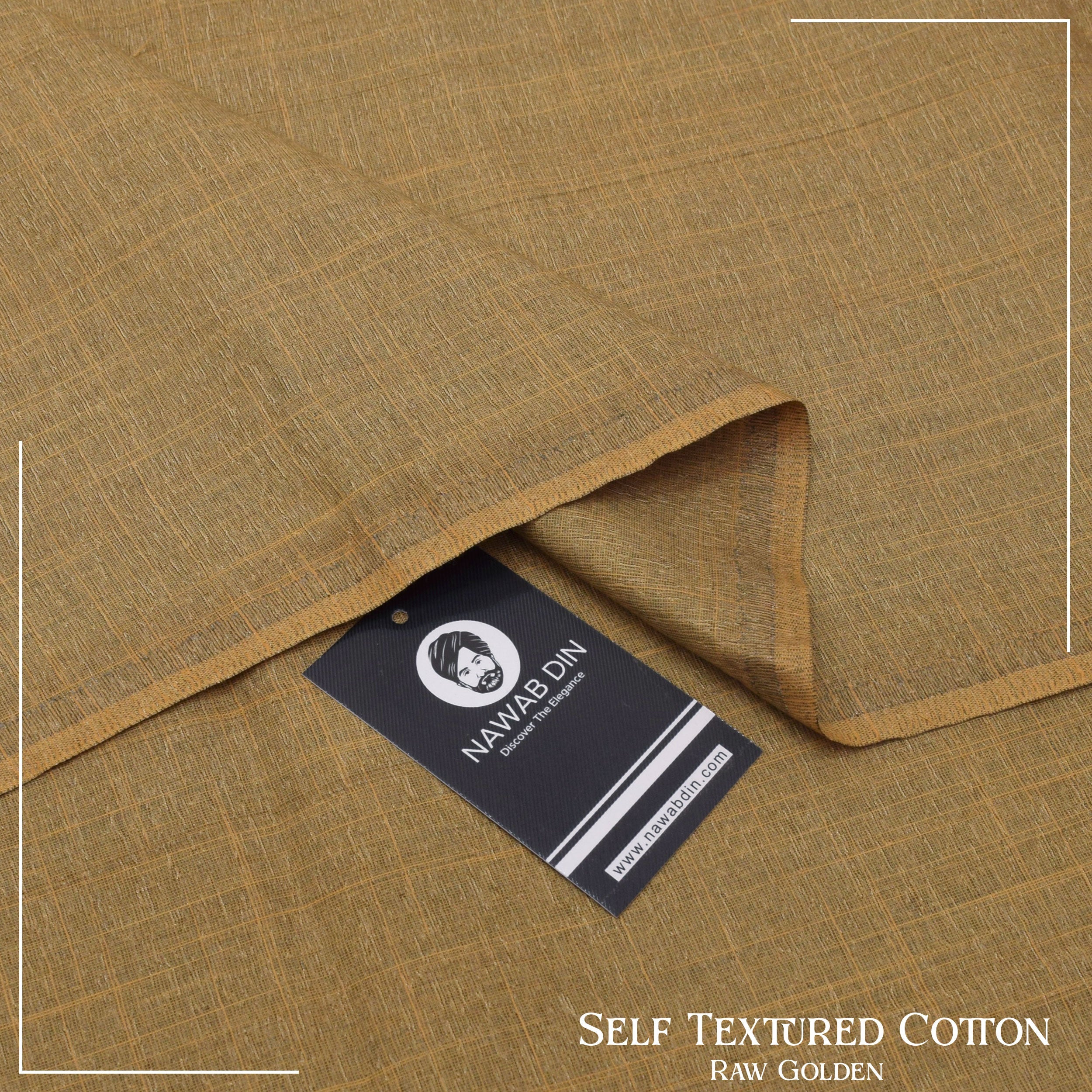 Self Textured Cotton -Raw Golden - Nawab Din