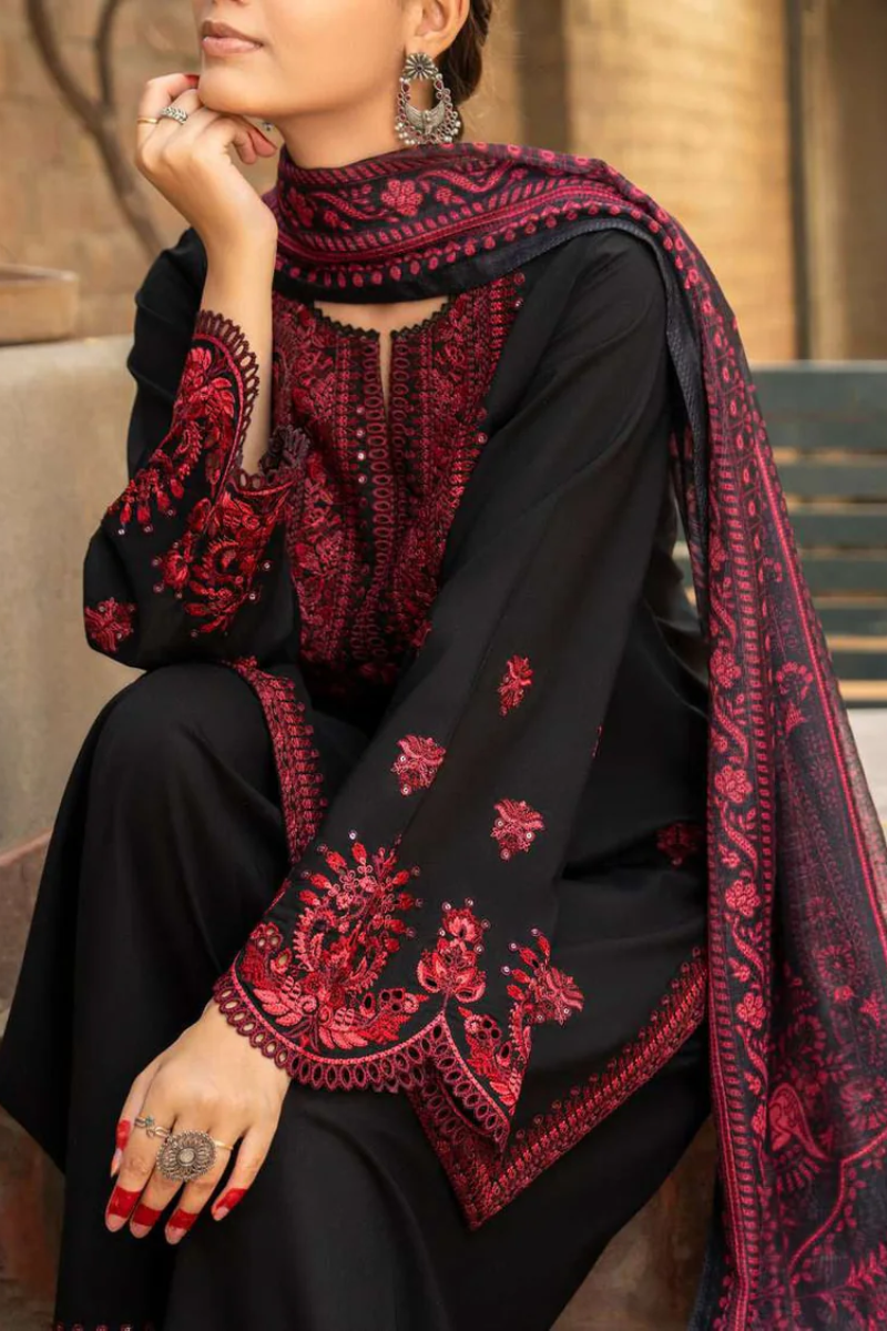 3 Piece Unstitched Fully Embroidered Dhanak suit